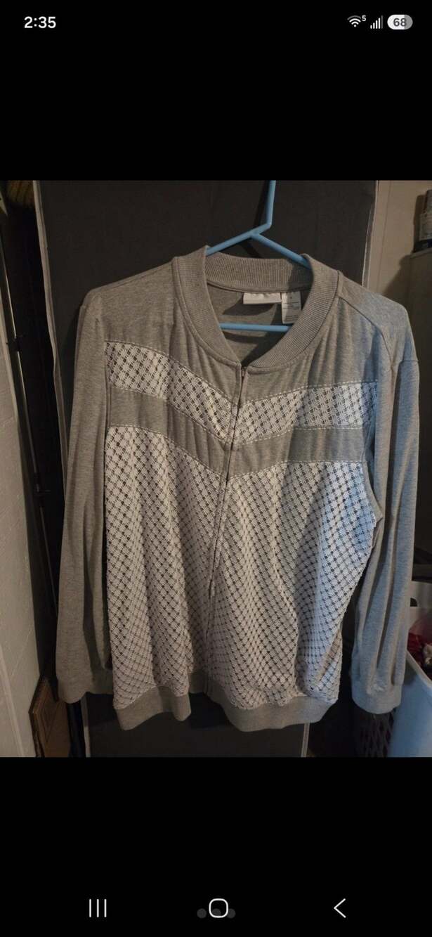 Alfred Dunner Full Zip Jacket Size 18 Gray Lace